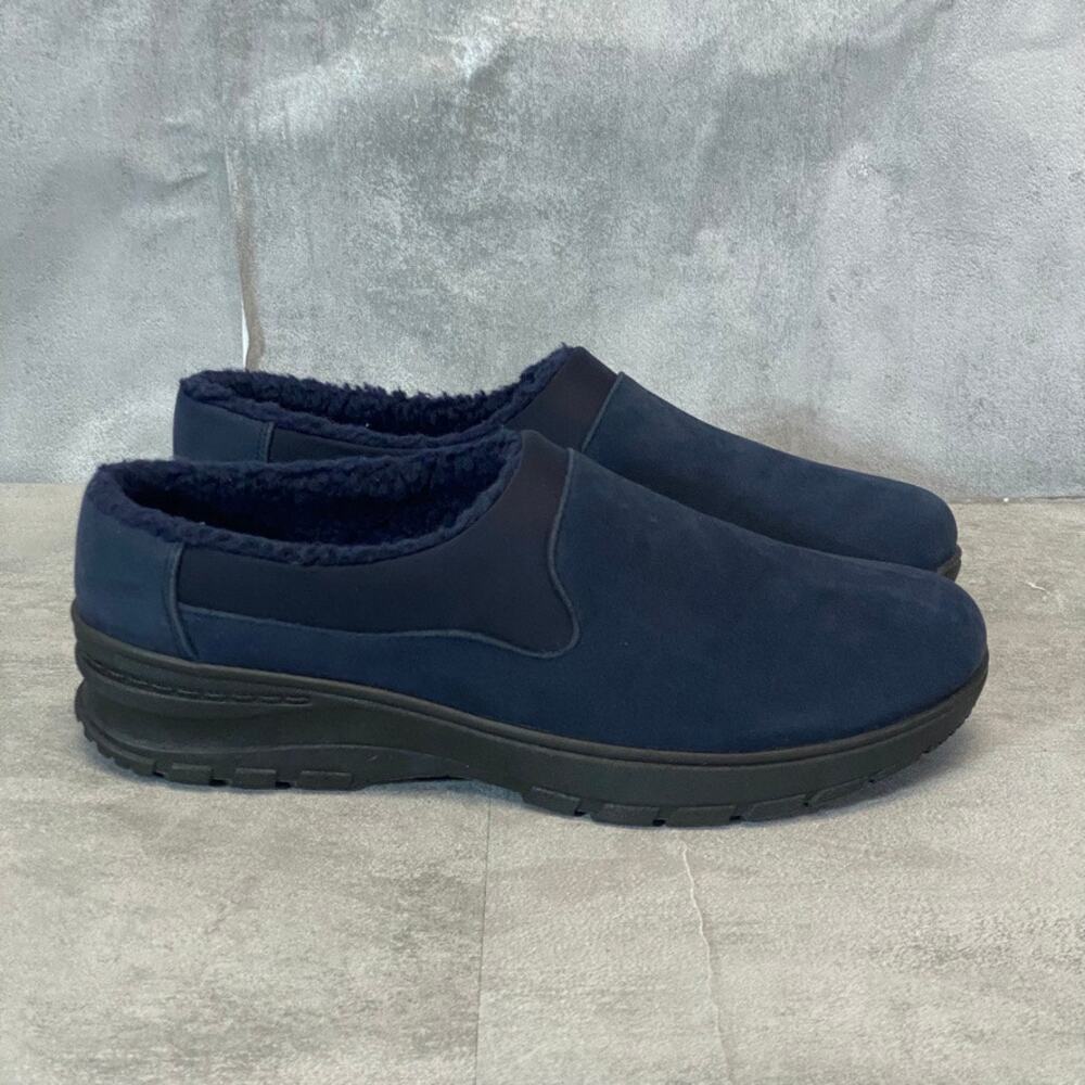 EASY STREET Navy Duluth Faux Fur Lined Round-Toe Slip-On Mules SZ 9